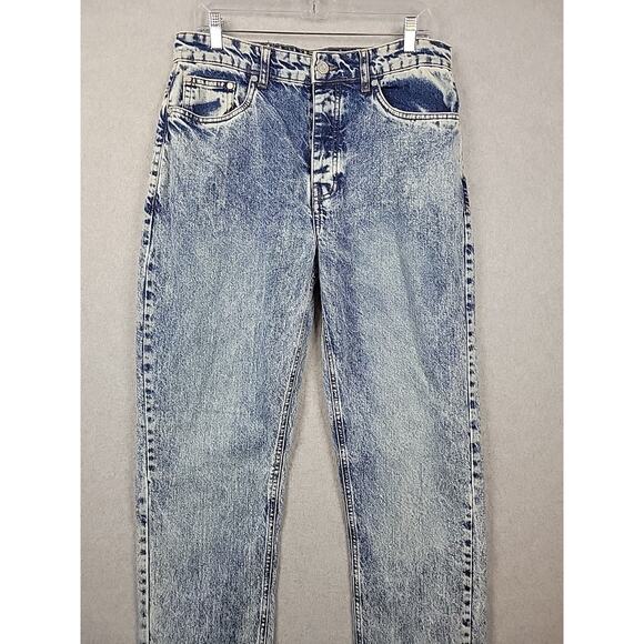 boohoo MAN Blue Acid Wash Tall Slim Rigid Button Fly Jeans Men's 34 - Picture 2 of 11